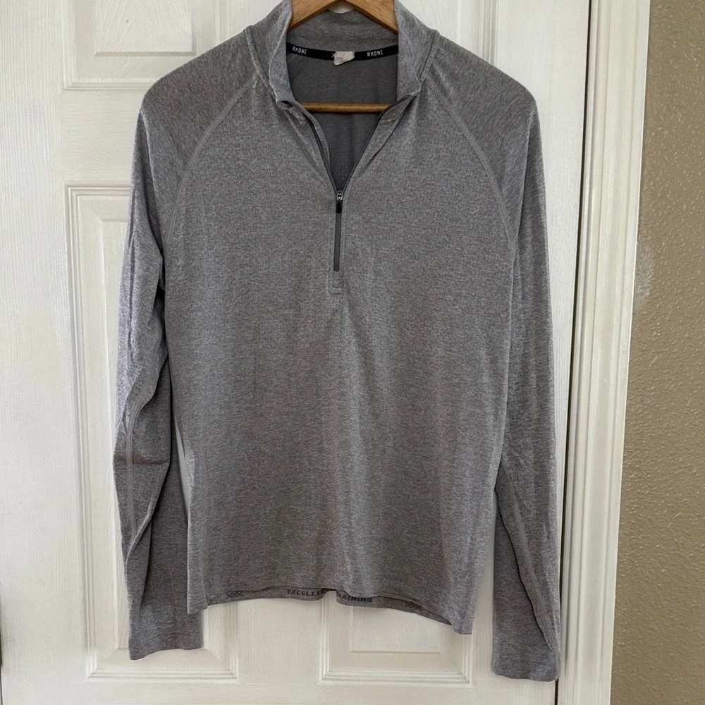 RHONE Men's Light Gray Zip-Up Sweater